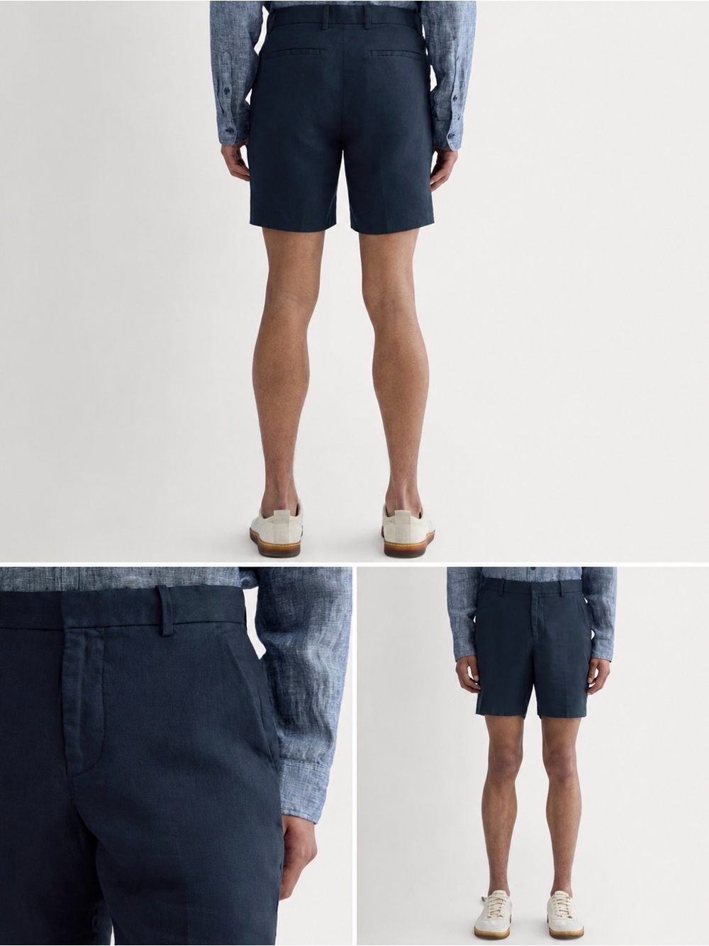 NWT Navy Flat-Front Tailored Linen Shorts